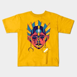 Retro Triad African Mask No 12 Kids T-Shirt